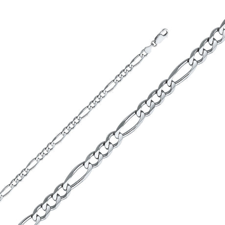 14K White Gold Solid 4.7 mm Concave Figaro 3+1 Bracelet