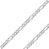 14K REAL White Gold 2.70mm-6.00mm Figaro 3+1 Concave Regular Diamond Cut Chain