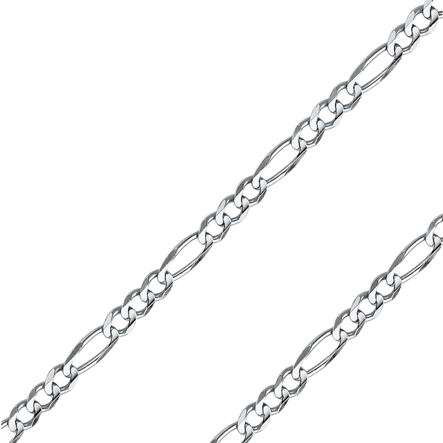 14K White Gold Concave Figaro Chain (2.7–6mm)