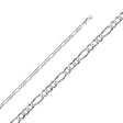 14K White Gold Solid 4.0 mm Concave Figaro 3+1 Bracelet