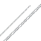 14K White Gold Solid 4.0 mm Concave Figaro 3+1 Bracelet