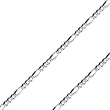 14K REAL White Gold 2.70mm-6.00mm Figaro 3+1 Concave Regular Diamond Cut Chain