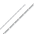 14K White Gold Solid 3.1 mm Concave Figaro 3+1 Bracelet
