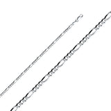 14K White Gold Solid 3.1 mm Concave Figaro 3+1 Bracelet