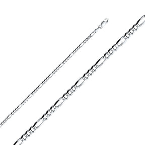 14K White Gold Solid 3.1 mm Concave Figaro 3+1 Bracelet