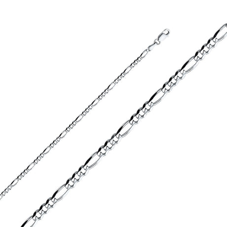 14K White Gold Solid 3.1 mm Concave Figaro 3+1 Bracelet
