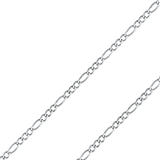 14K REAL White Gold 2.70mm-6.00mm Figaro 3+1 Concave Regular Diamond Cut Chain