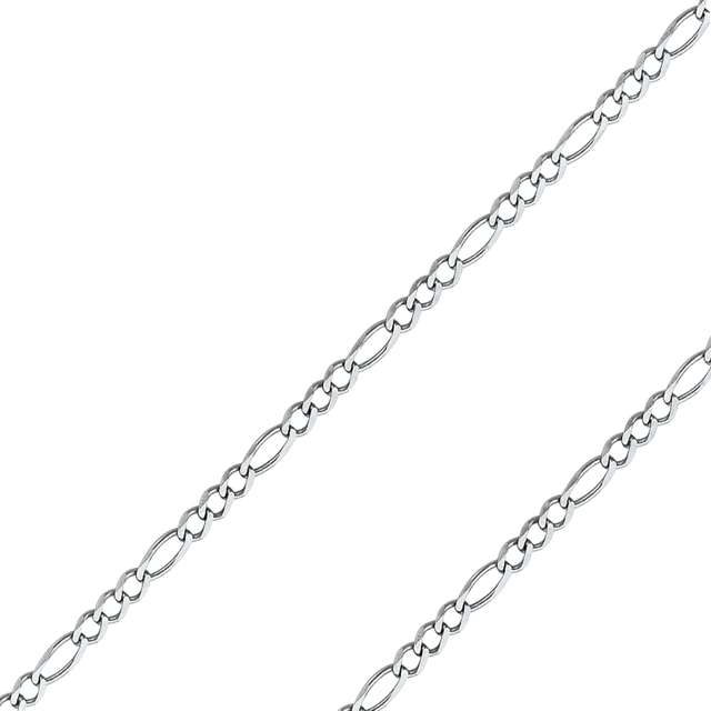 14K White Gold Concave Figaro Chain (2.7–6mm)