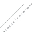 14K White Gold Solid 2.7 mm Concave Figaro 3+1 Bracelet