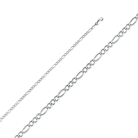 14K White Gold Solid 2.7 mm Concave Figaro 3+1 Bracelet