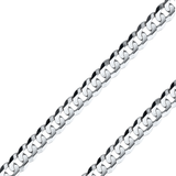 14K REAL White Gold 2.70mm-6.90mm Curb Cuban Concave Regular Diamond Cut Chain