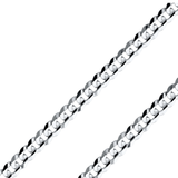 14K REAL White Gold 2.70mm-6.90mm Curb Cuban Concave Regular Diamond Cut Chain
