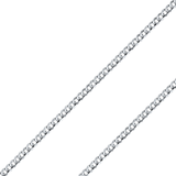 14K REAL White Gold 2.70mm-6.90mm Curb Cuban Concave Regular Diamond Cut Chain
