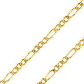 14K REAL Yellow Gold 2.70mm-4.70mm Figaro 3+1 Regular Diamond Cut Chain – Width 4.70mm, Metal Color Yellow