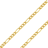 14K REAL Yellow Gold 2.70mm-4.70mm Figaro 3+1 Regular Diamond Cut Chain