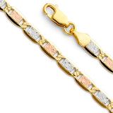 14K Tricolor Gold Solid 4.2 mm Valentino Bracelet