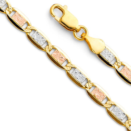 14K Tricolor Gold Solid 4.2 mm Valentino Bracelet