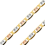 14K REAL Tricolor Gold 1.50mm-4.80mm Valentino Star Diamond Cut Chain