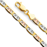 14K Tricolor Gold Solid Diamond-Cut 4.2 mm Star Valentino Bracelet