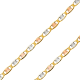 14K REAL Tricolor Gold 1.50mm-4.80mm Valentino Star Diamond Cut Chain
