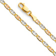 14K Tricolor Gold Solid Diamond-Cut 2.6 mm Star Valentino Bracelet