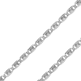 14K REAL Tricolor White Gold 2.1mm-4.20mm Valentino Star & Rail Diamond Cut Chain