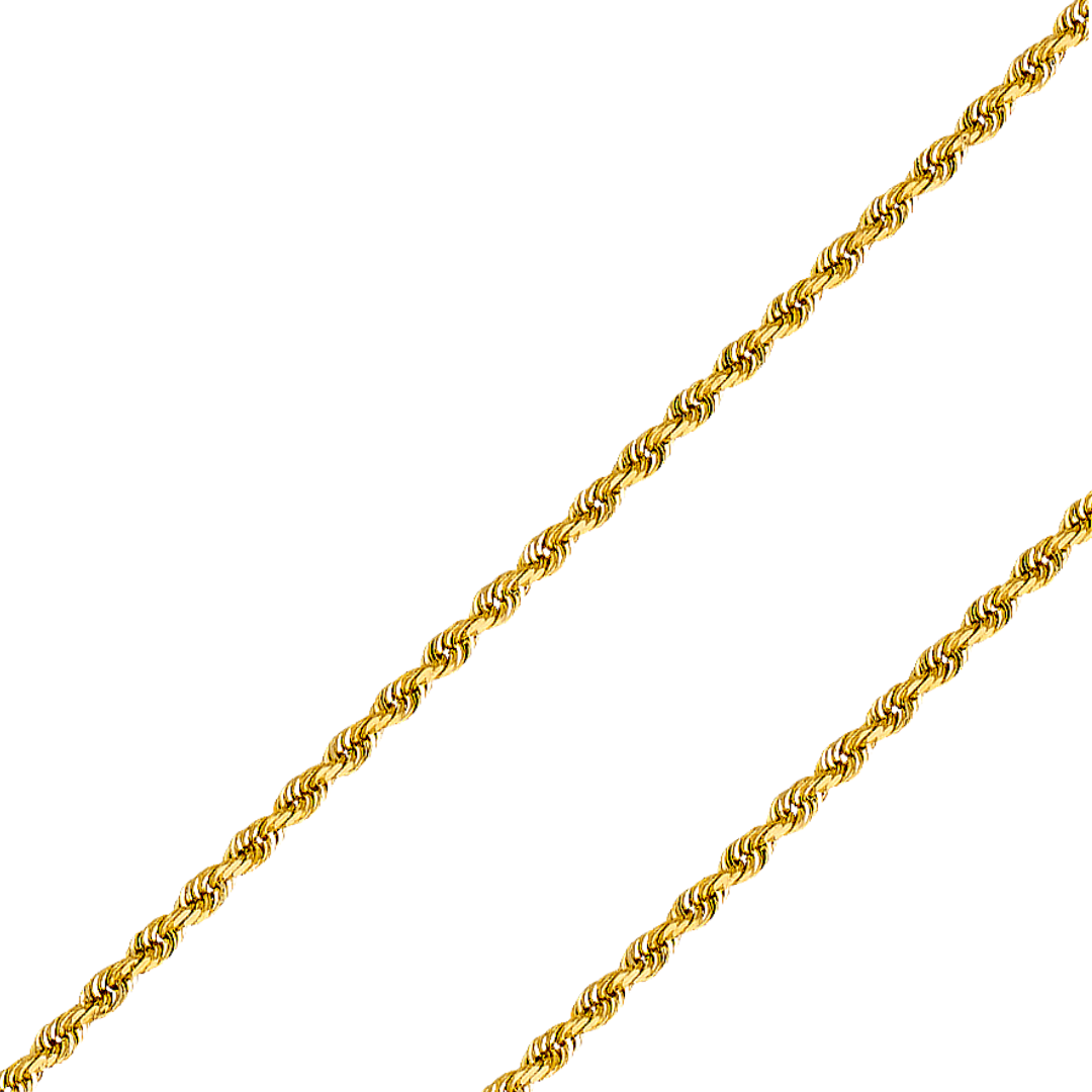 14K REAL Yellow Gold 1.20mm-7.80mm Solid Regular Rope Diamond Cut Chain
