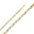 14K Two-Tone Gold Solid 7.5 mm Figaro Rope Bracelet