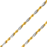 14K REAL Yellow,Two-Tone,Tricolor Gold 3.00mm-7.50mm Solid FigaroRope Diamond Cut Chain