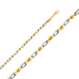 14K Two-Tone Gold Solid 5 mm Figaro Rope Bracelet