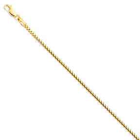14K Yellow Gold Solid 1.6 mm Round Franco Bracelet