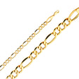 14K Yellow Gold Hollow 6.5 mm Bevelled Figaro 3+1 Bracelet