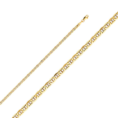 14K Yellow Gold Hollow 3.5 mm Bevelled Mariner Bracelet