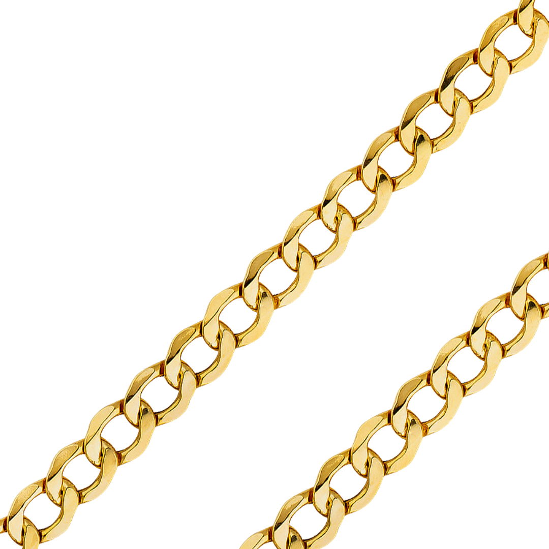 14K REAL Yellow White Pave Gold 2.00mm-10.90mm Hollow Bevelled Curb Diamond Cut Cuban Chain