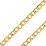 14K REAL Yellow White Pave Gold 2.00mm-10.90mm Hollow Bevelled Curb Diamond Cut Cuban Chain