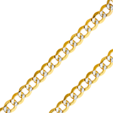 14K REAL Yellow White Pave Gold 2.00mm-10.90mm Hollow Bevelled Curb Diamond Cut Cuban Chain