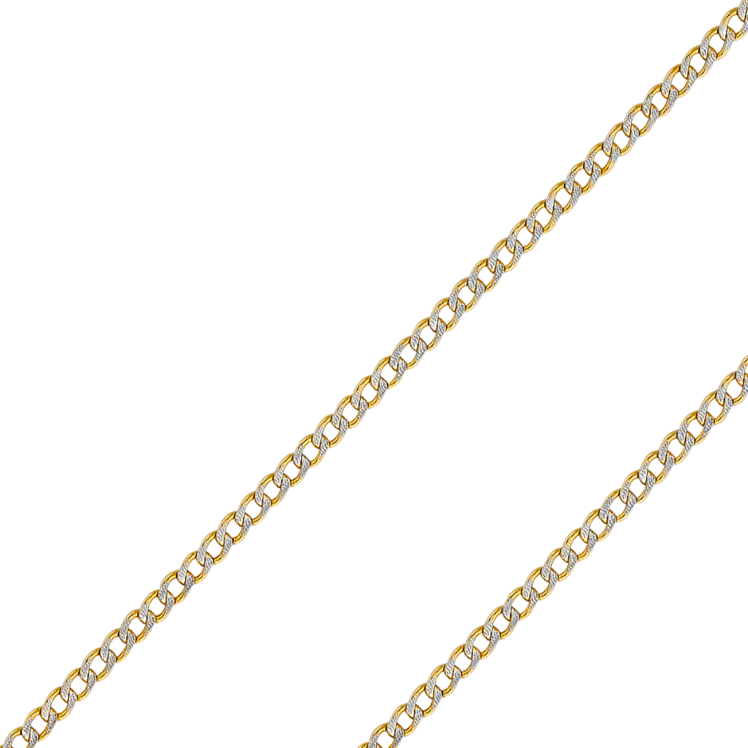 14K REAL Yellow White Pave Gold 2.00mm-10.90mm Hollow Bevelled Curb Diamond Cut Cuban Chain