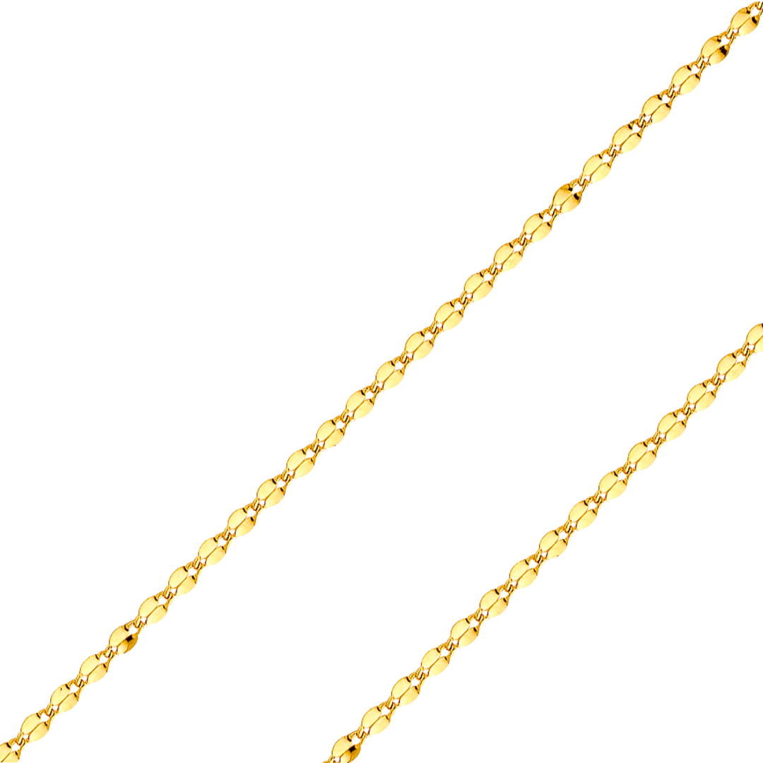 14K REAL Yellow White Gold 2.2mm Curved Mirror Diamond Cut Pendant Chain