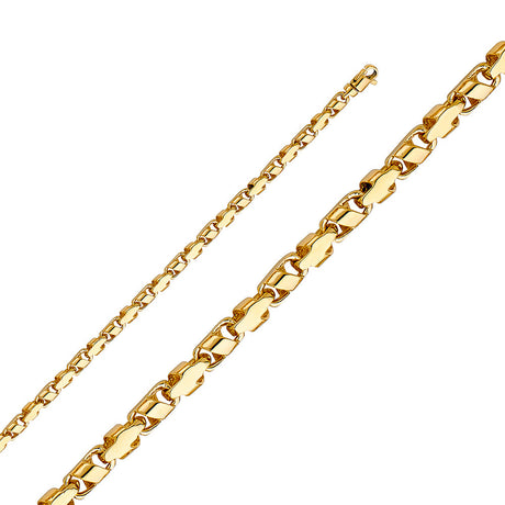 14K Yellow Gold Solid Handmade 4.2 mm Fancy Curb Link Chain with Lobster Clasp