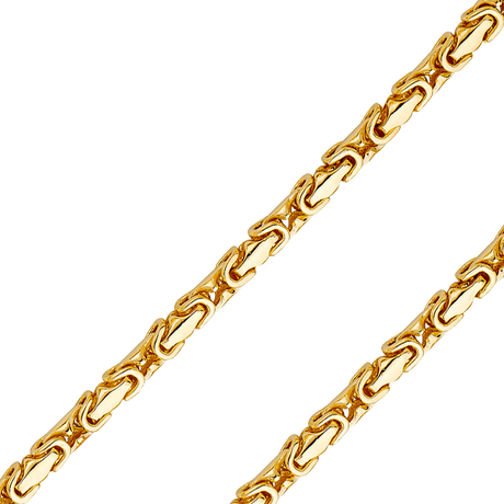 14K Yellow Gold Solid Handmade 4.2 mm Flat Byzantine Link Bracelet with Lobster Clasp