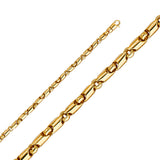 14K Yellow Gold Solid Handmade 4.8 mm Barrel and Bead Link Chain with Lobster Clasp