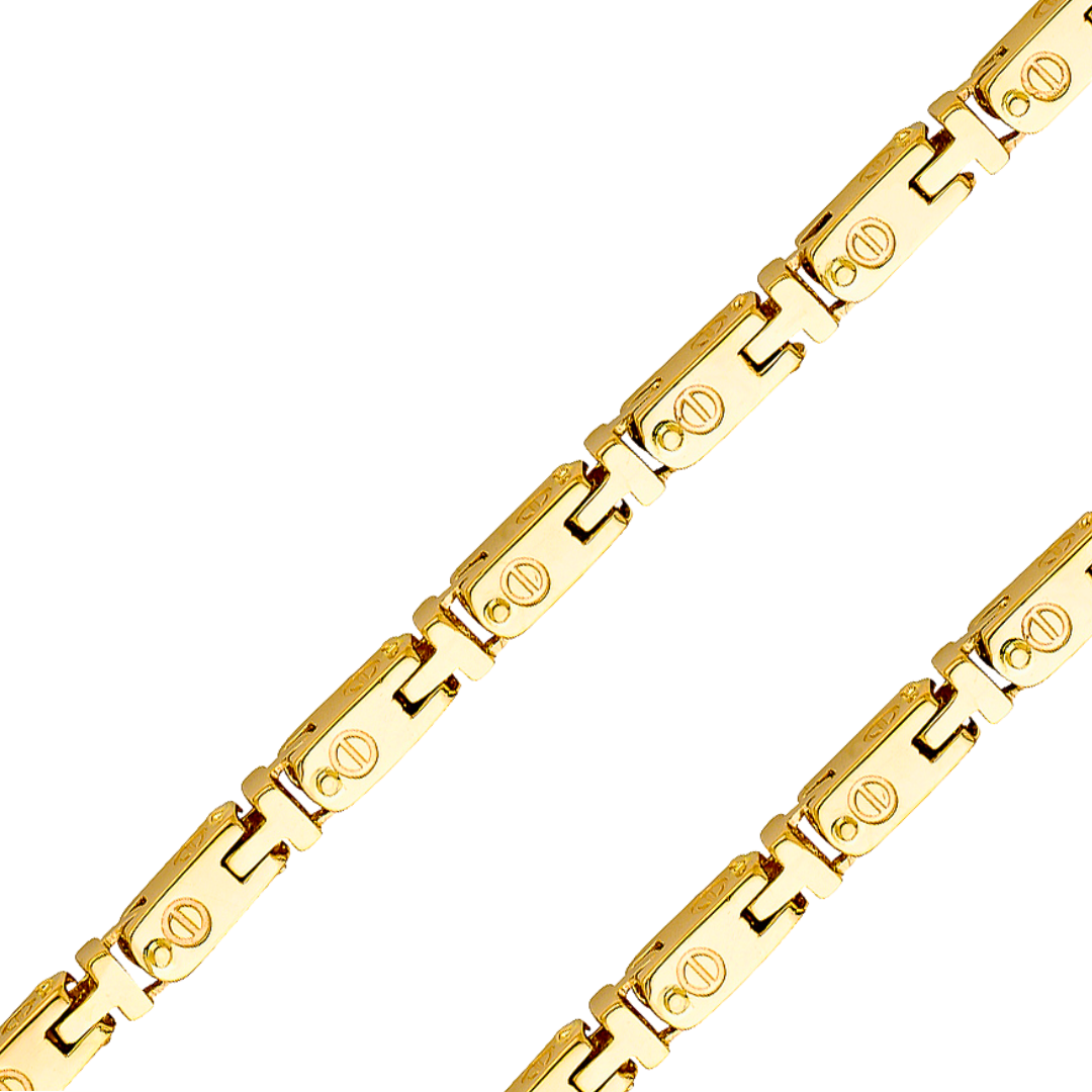14K REAL Solid Yellow Gold 4.70mm Fancy Chain and Bracelet