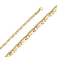 14K Yellow Gold Solid Handmade 4.7 mm Geometric Bar Link Chain with Lobster Clasp