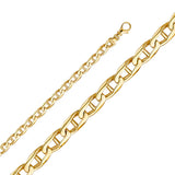 14K Yellow Gold Solid Handmade 6.6 mm Elongated Mariner Link Chain with Lobster Clasp