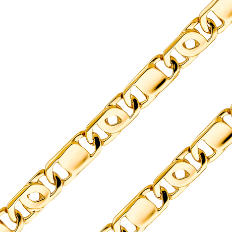 14K Yellow Gold Solid Handmade 8.4 mm Oversized Mariner Link Bracelet with Lobster Clasp