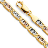 14K Tricolor Gold Solid Diamond-Cut 4.8 mm Star Valentino Bracelet