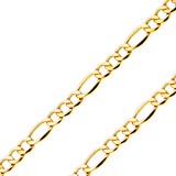 14K REAL Yellow Gold 2.10mm-8.40mm Hollow Chains Bevelled Figaro 3+1Diamond Cut Chain