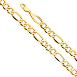14K Yellow Gold Hollow 8.4 mm Bevelled Figaro 3+1 Bracelet