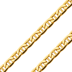 14K Yellow or Two-Tone (White Pave) Gold 2.4–6.2mm Hollow Bevelled Mariner Diamond-Cut Chain – Width 6.2mm, Metal Color Ye...
