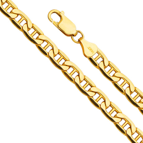 14K Yellow Gold Hollow 6.2 mm Bevelled Mariner Bracelet